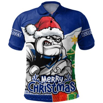 Canterbury-Bankstown Bulldogs Polo Shirt Santa Scoring Touchdown On Christmas Game Day