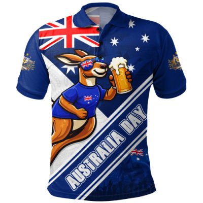 Australia Polo Shirt Australia Day Kangaroo Beer Spirit Of Celebration