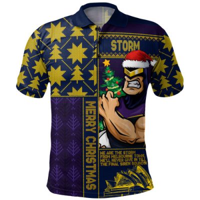 Melbourne Storm Polo Shirt Christmas Magic Knit Style Winter Glow