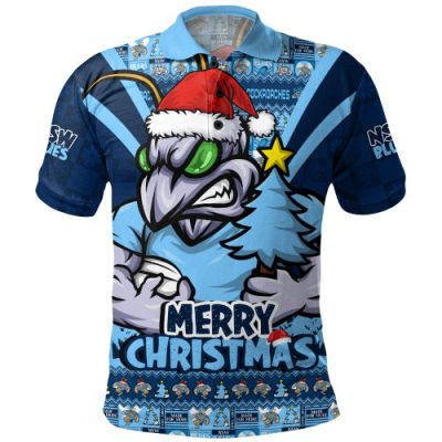 New South Wales Blues Polo Shirt Merry Christmas Festive Spirit Edition
