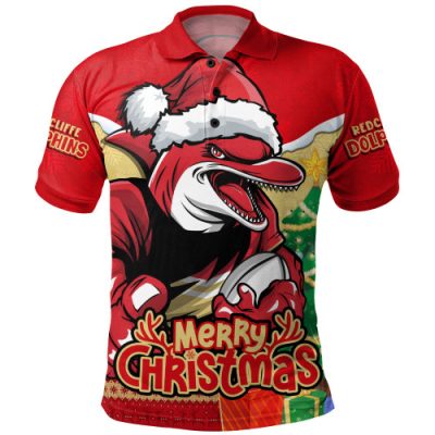 Redcliffe Dolphins Polo Shirt Santa Scoring Touchdown On Christmas Game Day