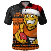 GWS GIANTS Polo Shirt Merry Christmas Down Under Footy Power Style