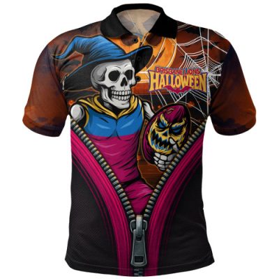 Brisbane Lions Polo Shirt Halloween Night Reaper Zipper