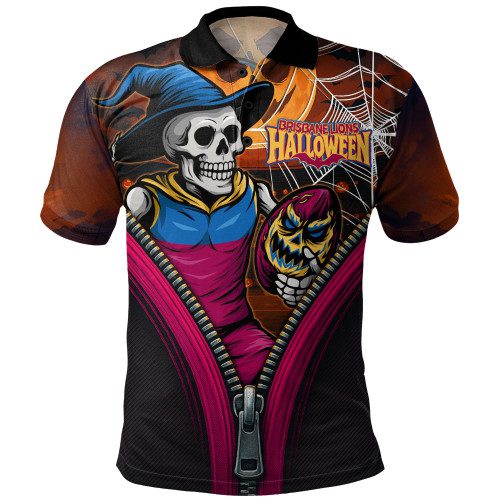 Brisbane Lions Polo Shirt Halloween Night Reaper Zipper Brisbane Lions Polo Shirt Halloween Night Reaper Zipper