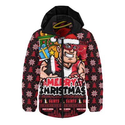 St Kilda Hooded Padded Jacket Festive Holiday Merry Christmas Vibe