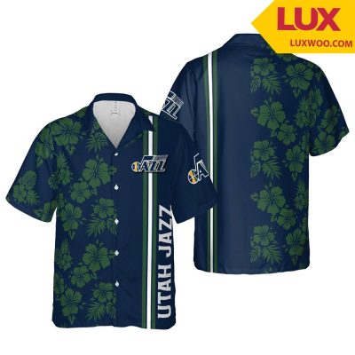 NBA Utah Jazz Blue Floral Hawaiian Shirt