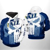 NBA Utah Jazz Blue White Skull Pullover Hoodie