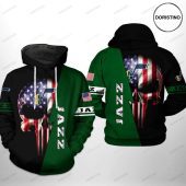 NBA Utah Jazz Green US Flag Skull Pullover Hoodie