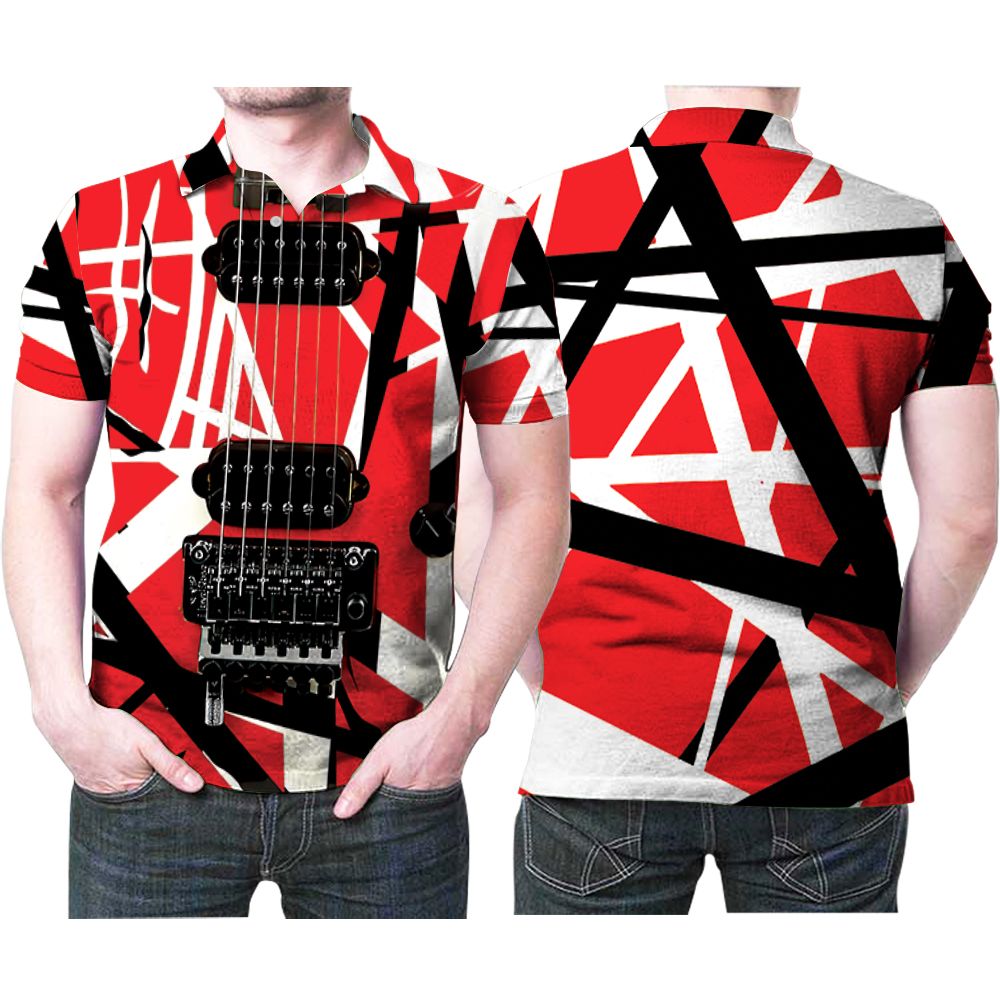 Van Halen Guitar Design Pattern Polo Shirt Van Halen Guitar Design Pattern Polo Shirt
