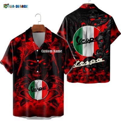 Vespa Custom Name Grim Reaper Skull Hawaiian Shirt