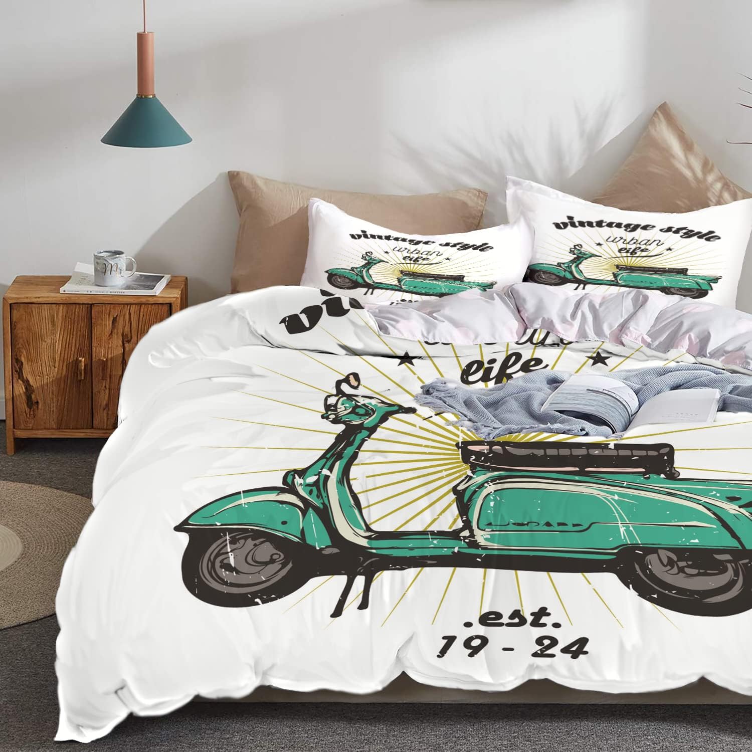 Vespa White Bedding Set Vespa White Bedding Set