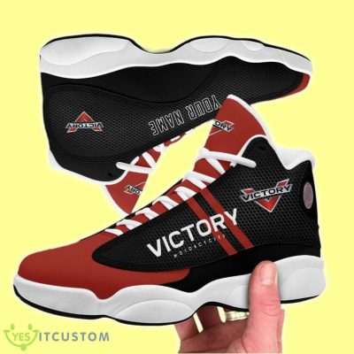 Victory Motorcycles Custom Name Black Red Air Jordan 13 Shoes