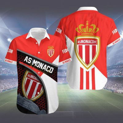 AS Monaco White Red Hawaiian Shirt V2