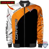 Chevrolet Corvette Custom Name Orange Bomber Jacket