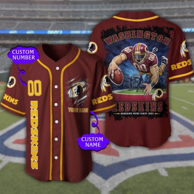 NFL Washington Redskins Custom Name Number Baseball Jersey