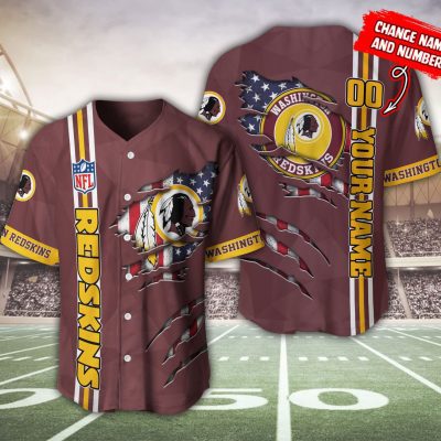 NFL Washington Redskins Custom Name Number Scratch Baseball Jersey V2