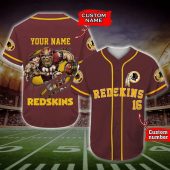 NFL Washington Redskins Custom Name Number Baseball Jersey V2