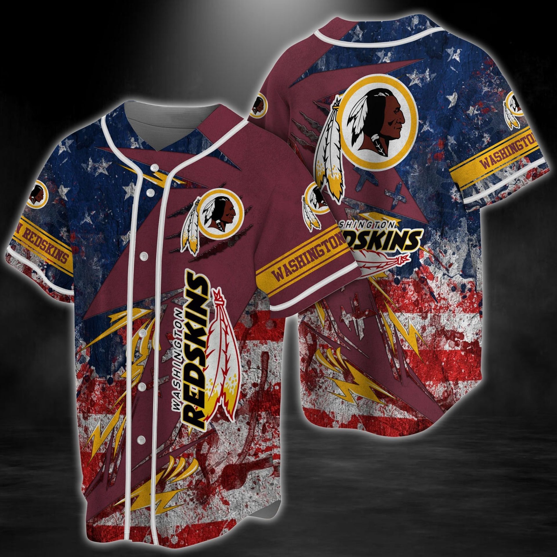 NFL Washington Redskins Custom Name Number Golden Fire Baseball Jersey NFL Washington Redskins Custom Name Number Golden Fire Baseball Jersey