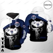 NBA Washington Wizards Skull Punisher Pullover Hoodie