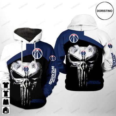 NBA Washington Wizards Skull Punisher Pullover Hoodie