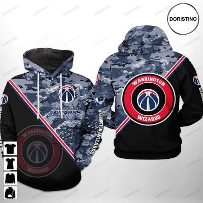 NBA Washington Wizards Us Camo Team All Over Print Pullover Hoodie