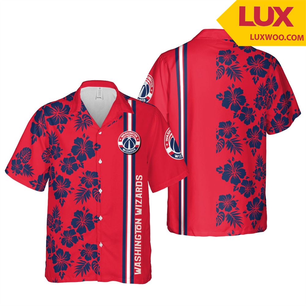 NBA Washington Wizards Red Floral Hawaiian Shirt NBA Washington Wizards Red Floral Hawaiian Shirt