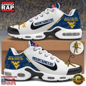 NCAA Custom Name West Virginia Mountaineers Football Mascot Symbol Air Max Plus Shoes Running Sneakers