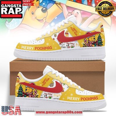 Winnie The Pooh Merry Christmas Limited Edition Air Force 1 Running Sneakers