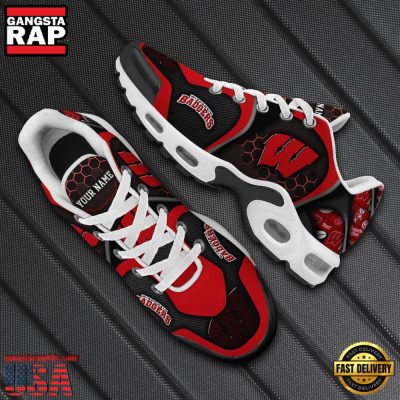 NFL Custom Name Wisconsin Badgers Max Plus Shoes - Running Sneakers