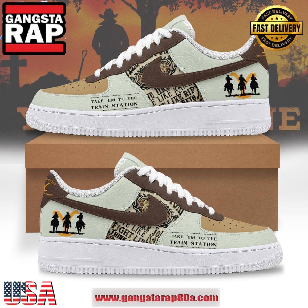 Yellowstone Train Station Limited Edition Air Force 1 Running Sneakers Shoes Yellowstone Train Station Limited Edition Air Force 1 Running Sneakers Shoes