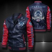 AFL Geelong Cats Navy Blue Red Leather Bomber Jacket