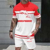 NRL Dolphins T-shirt And Shorts Set Custom Name Gifts For Fans - Limited Editio