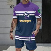 NRL  Melbourne Storm T-shirt And Shorts Set Custom Name Gifts For Fans - Limited Editio