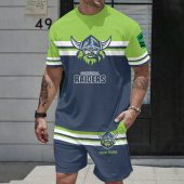 NRL Canberra Raiders T-shirt And Shorts Set Custom Name Gifts For Fans - Limited Editio