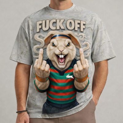 NRL Funny Mascot Hand Sign Fuckoff Tshirt Gifts 01