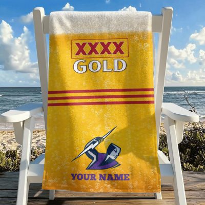 NRL Team Mix XXXX Gold Beer Beach Towel Custom Any Name Gift 14