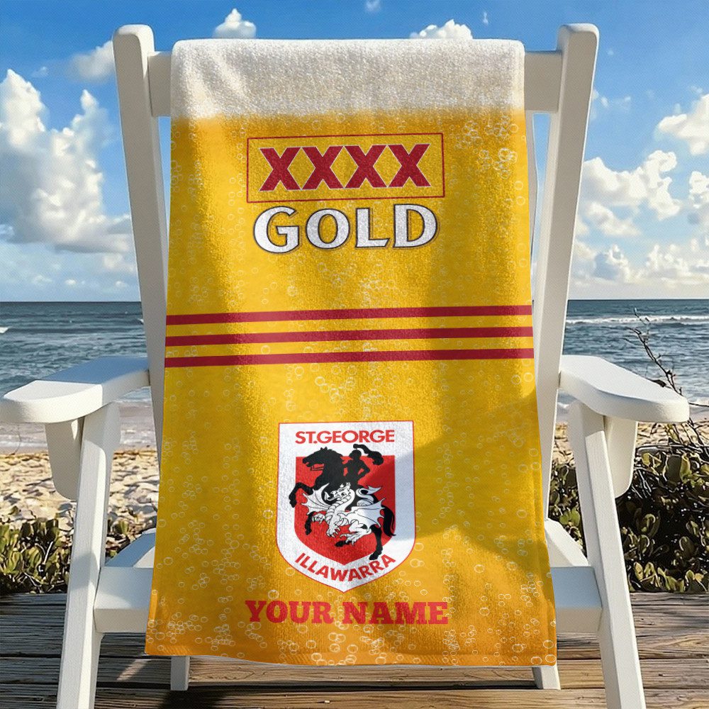 NRL Team Mix XXXX Gold Beer Beach Towel Custom Any Name Gift 05 NRL Team Mix XXXX Gold Beer Beach Towel Custom Any Name Gift 05