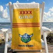 NRL Team Mix XXXX Gold Beer Beach Towel Custom Any Name Gift 11