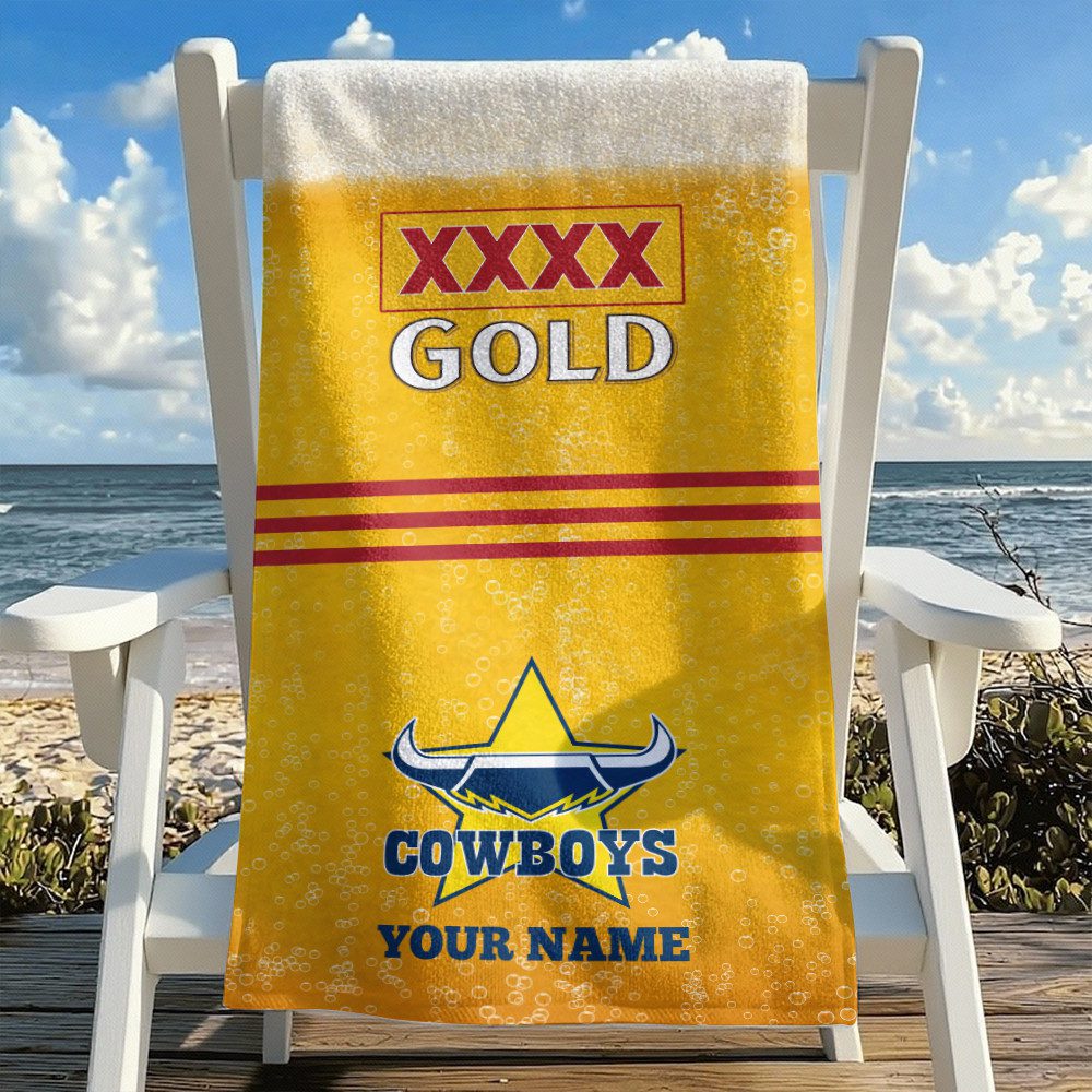 NRL Team Mix XXXX Gold Beer Beach Towel Custom Any Name Gift 03 NRL Team Mix XXXX Gold Beer Beach Towel Custom Any Name Gift 03