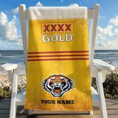 NRL Team Mix XXXX Gold Beer Beach Towel Custom Any Name Gift 15