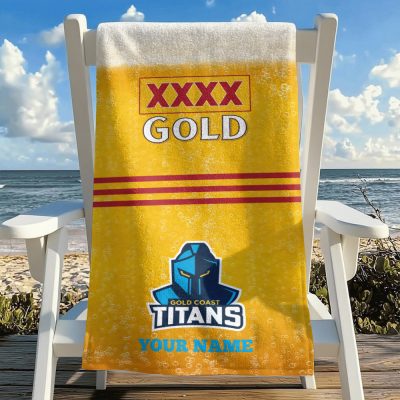 NRL Team Mix XXXX Gold Beer Beach Towel Custom Any Name Gift 16