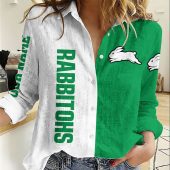 NRL Women Long Sleeved Button Shirt Custom Name Gifts For Footy fans