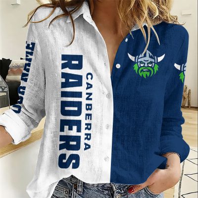 NRL Women Long Sleeved Button Shirt Custom Name Gifts For Fans - Limit