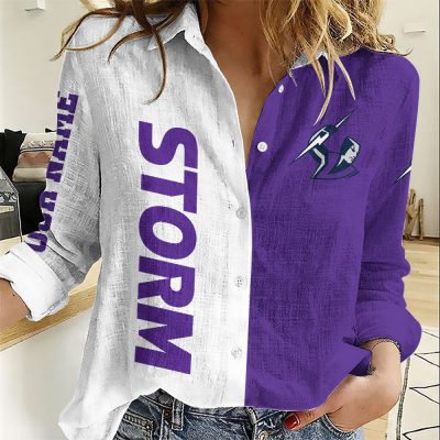 NRL Women Long Sleeved Button Shirt Custom Name Gifts For Fans - Limit