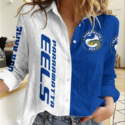 NRL Women Long Sleeved Button Shirt Custom Name Gifts For Fans - Limit