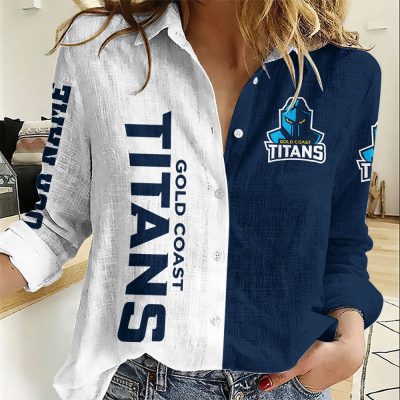 NRL Women Long Sleeved Button Shirt Custom Name Gifts For Fans - Limit