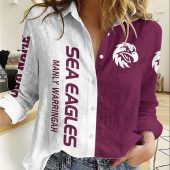 NRL Women Long Sleeved Button Shirt Custom Name Gifts For Fans - Limit