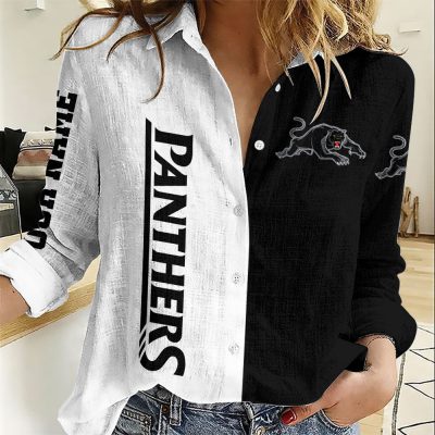 NRL Women Long Sleeved Button Shirt Custom Name Gifts For Fans - Limit