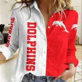 NRL Women Long Sleeved Button Shirt Custom Name Gifts For Footy fans