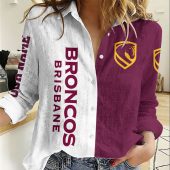 NRL Women Long Sleeved Button Shirt Custom Name Gifts For Footy fans
